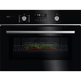 AEG GK6NK40FB 59.5cm Compact Combi Microwave Oven - Gloss Black with Steel Trim