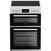 Beko EDC6731W 60Cm Double Oven Electric Cooker With Vitroceramic Hob - White