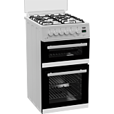 Beko EDG507W 50Cm Twin Cavaty Gas Cooker With Gas Hob - White