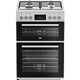 Beko EDG6231W 60cm Twin Cavity Gas Cooker with Enamel Hob - White