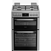 Hotpoint HDG6GDCX 60Cm Gas Double Cooker With Glass Lid - Stainless Steel