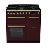 Rangemaster ESDL90DFPBOR/AB1 Estel Deluxe 90 Dual Fuel Bordeaux With Antique Brass Trim