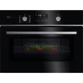 AEG GK6NK40FB 59.5cm Compact Combi Microwave Oven - Gloss Black with Steel Trim