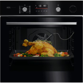 AEG GR6PB52FSB 59.6cm Built In Electric Single Oven - Gloss Black with Steel Trim