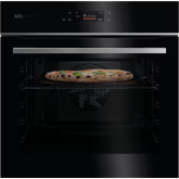 AEG GX7PB63FSB 59.6cm Built In Electric Single Oven - Gloss Black with Steel Trim