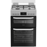 Hotpoint HDG6GDCW 60Cm Gas Double Cooker With Glass Lid - White