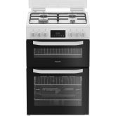Hotpoint HTG6GDCW Gas Twin Cooker 60Cm - 78L With Glass Lid