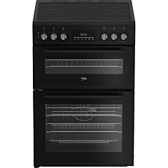 Beko EDC6731K 60Cm Double Oven Electric Cooker With Vitroceramic Hob - Black