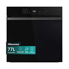 Hisense BI622ABPGUK Built In Electric Single Steam, Plug & Play Oven - Jet Black
