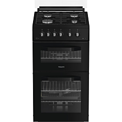 Hotpoint HDG5GCB Gas Double Cooker 50Cm - 59L / 29L With Fast Preheat