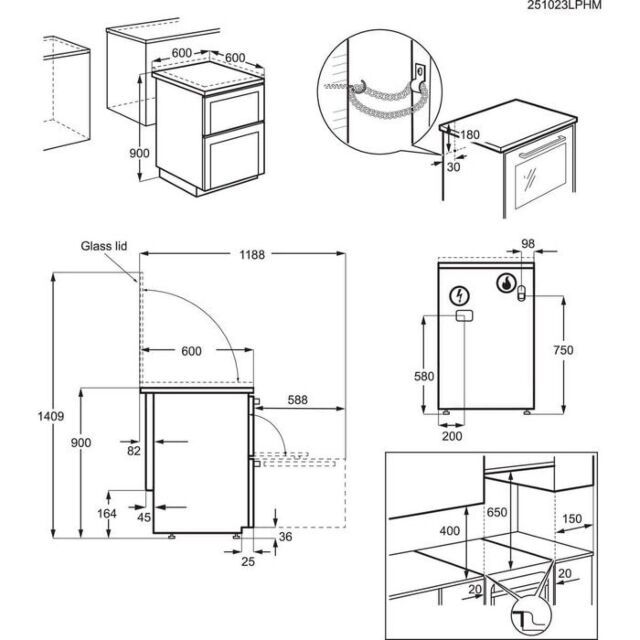 AEG CGX6130ACB 60Cm Double Gas Cooker