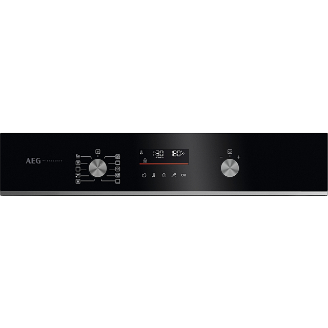 AEG GA5CB50FAB 59.5cm Built In Electric Single Oven - Gloss Black with Steel Trim