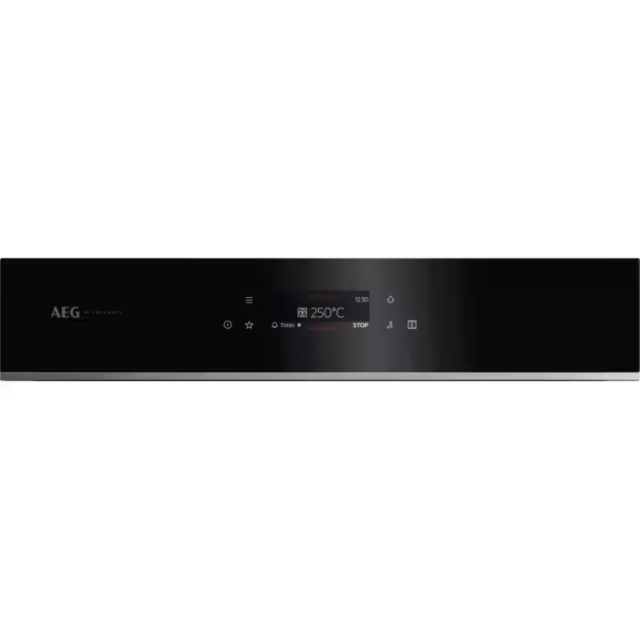 AEG GE7CP61FB 59.4cm Built In Electric Double Oven - Gloss Black with Steel Trim