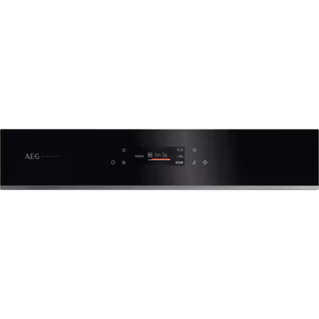 AEG GK7NK62FB 59.5cm Compact Combi Microwave Oven - Gloss Black with Steel Trim