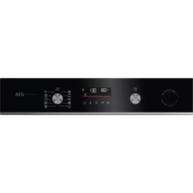 AEG GR6PB52FSB 59.6cm Built In Electric Single Oven - Gloss Black with Steel Trim