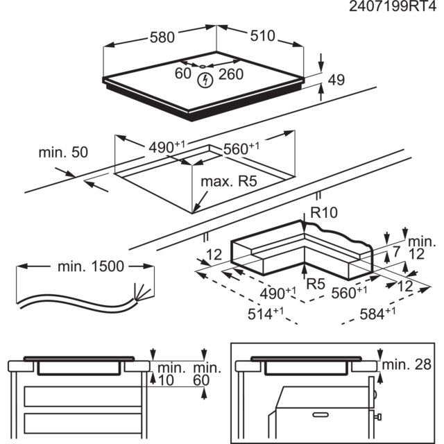 AEG SO64IA0SIB Induction Hob - Hard Wired