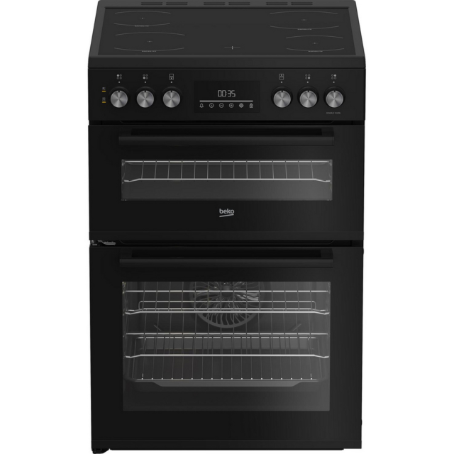 Beko EDC6731K 60Cm Double Oven Electric Cooker With Vitroceramic Hob - Black