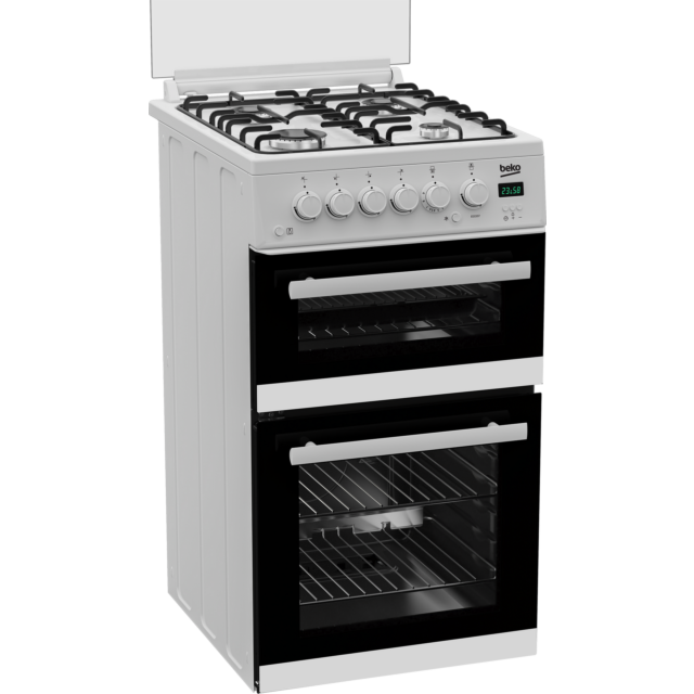 Beko EDG507W 50Cm Twin Cavaty Gas Cooker With Gas Hob - White
