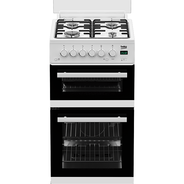 Beko EDG507W 50Cm Twin Cavaty Gas Cooker With Gas Hob - White