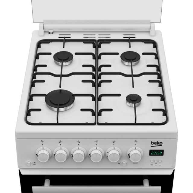 Beko EDG507W 50Cm Twin Cavaty Gas Cooker With Gas Hob - White