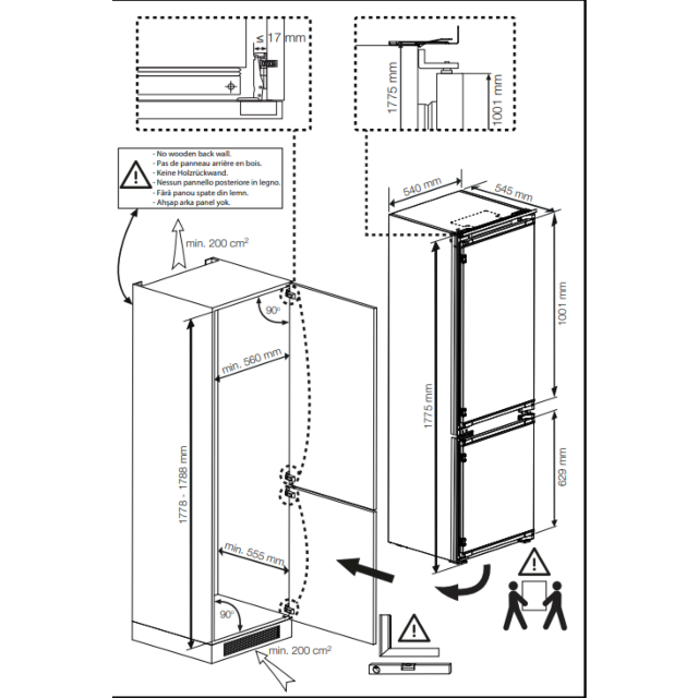 Blomberg KNE4554EVI 54Cm Integrated 70:30 Frost Free Fridge Freezer - Slider