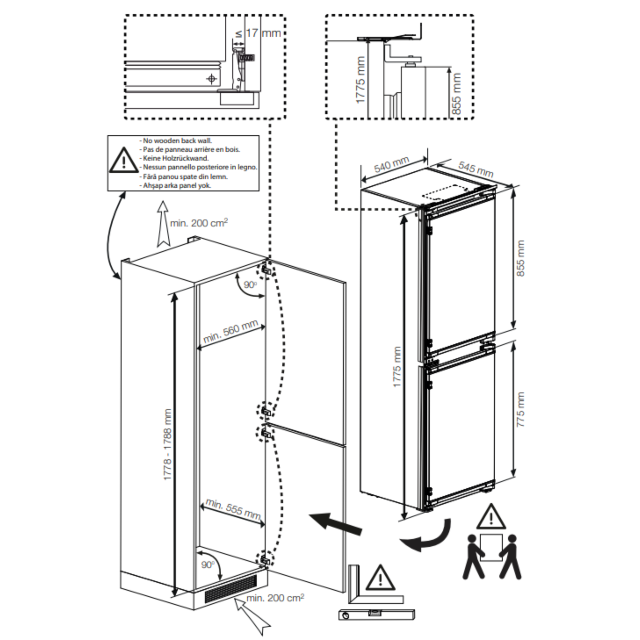 Blomberg KNE4564EVI 54Cm Integrated 50:50 Frost Free Fridge Freezer - Slider