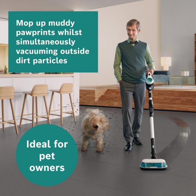 Bosch BCS71HYGGB Cordless Vacuum Cleaner 60 Minutes Run Time - White/Aqua