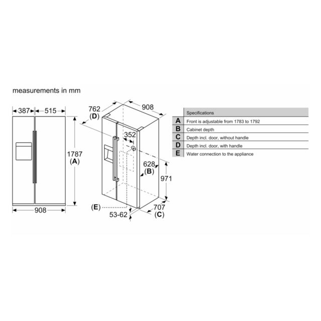 Bosch KAD93AIERG Plumbed American Fridge Freezer