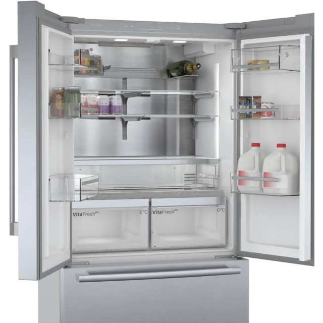 Bosch KFF96PIEP Series 8 French Door Bottom Freezer, Multi Door 183 X 90.5 Cm Brushed Steel Anti-Fingerprint