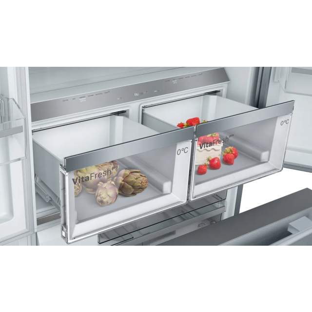 Bosch KFF96PIEP Series 8 French Door Bottom Freezer, Multi Door 183 X 90.5 Cm Brushed Steel Anti-Fingerprint