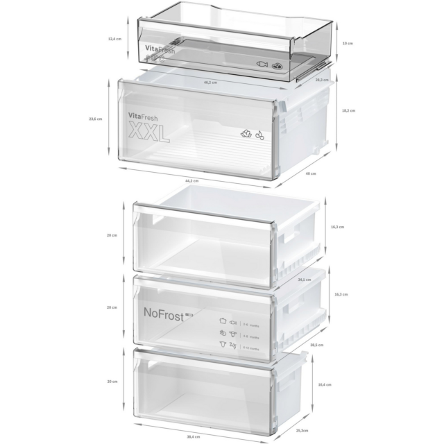 Bosch KGN392LAFG 60Cm 70/30 No Frost Fridge Freezer - Stainless Steel