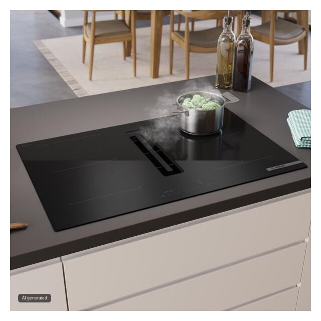 PVQ81AH26E Series 6, Induction hob with integrated ventilation system, 80 cm, Matt black