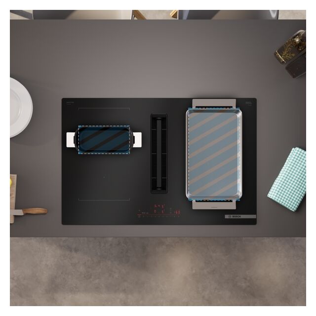 PVQ81AH26E Series 6, Induction hob with integrated ventilation system, 80 cm, Matt black