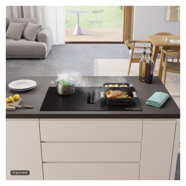 PVQ81AH26E Series 6, Induction hob with integrated ventilation system, 80 cm, Matt black