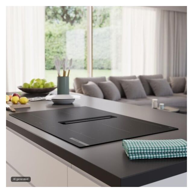 PVQ81AH26E Series 6, Induction hob with integrated ventilation system, 80 cm, Matt black