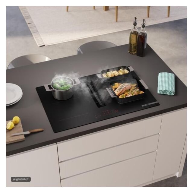 PVQ81AH26E Series 6, Induction hob with integrated ventilation system, 80 cm, Matt black