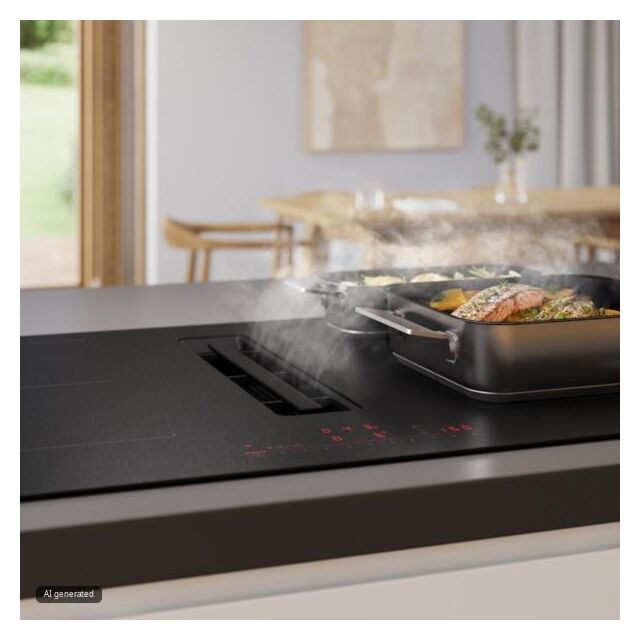 PVQ81AH26E Series 6, Induction hob with integrated ventilation system, 80 cm, Matt black