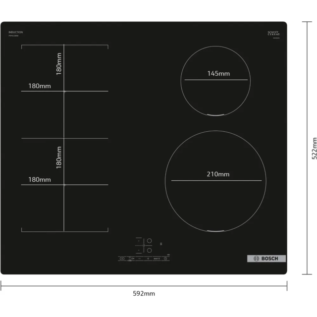 Bosch PWP611BB5B Induction Hob With Flexi Zone - Plug And Play