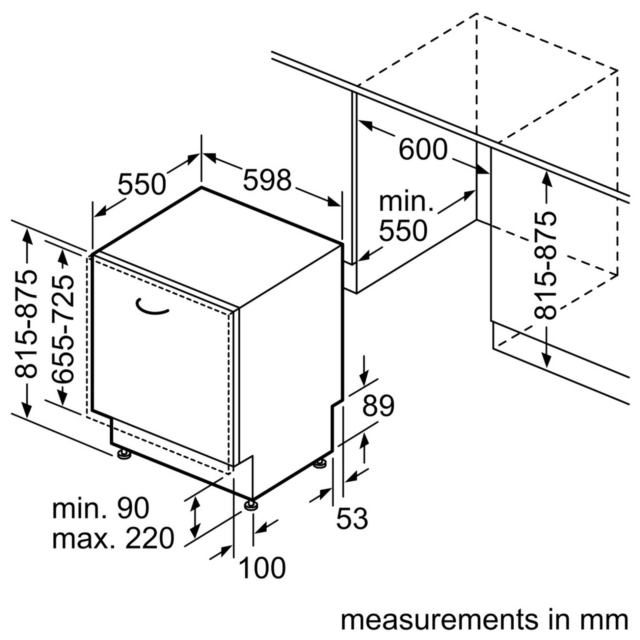 Bosch SMV2HTX02G Built In Dishwasher - 13 Place Settings