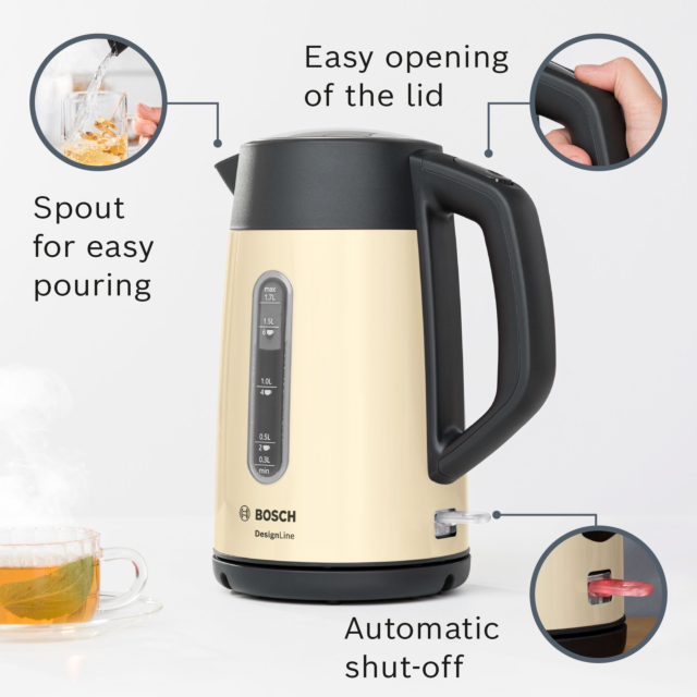 Bosch TWK4P437GB 1.7 Litre, Traditional Kettle - Cream