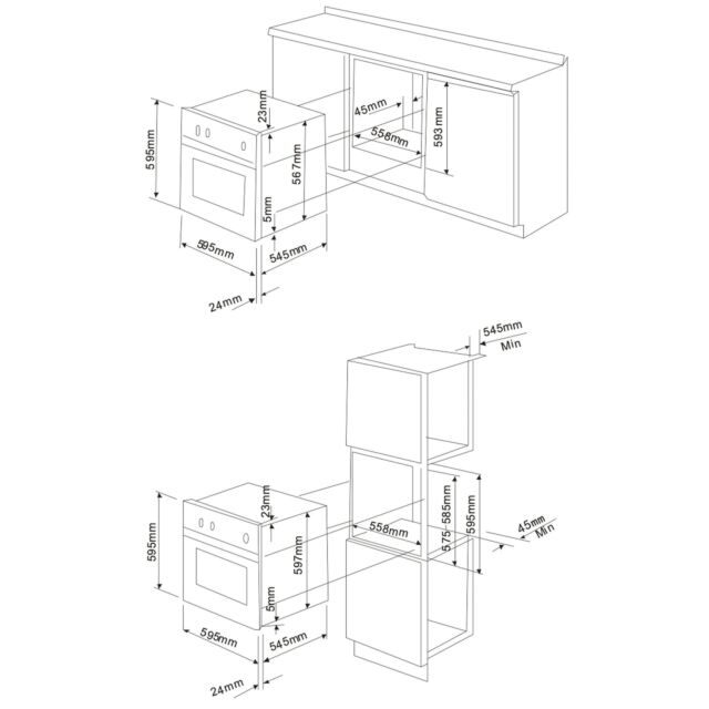 UBGMMT60SS 60cm 56L Single Gas Oven Stainless Steel
