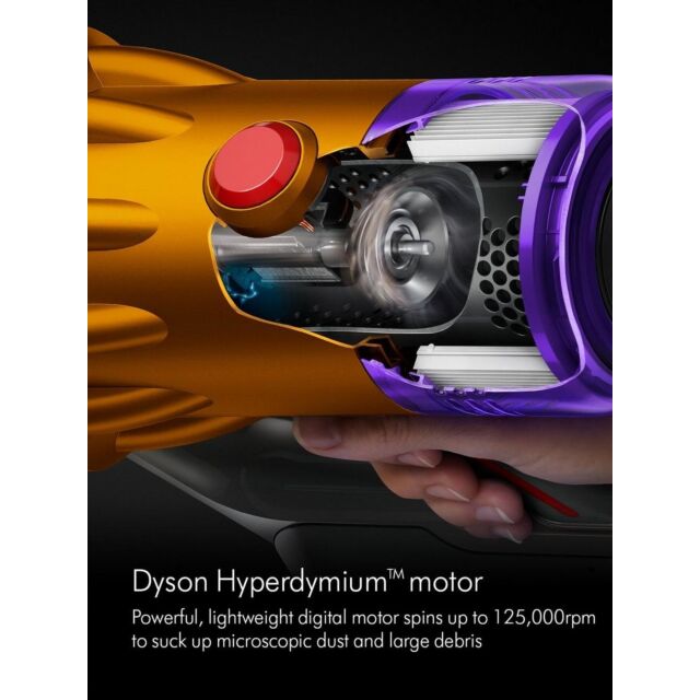 Dyson V12DETECTABS Cordless Stick Vacuum Cleaner - 60 Minutes Run Time - Yellow
