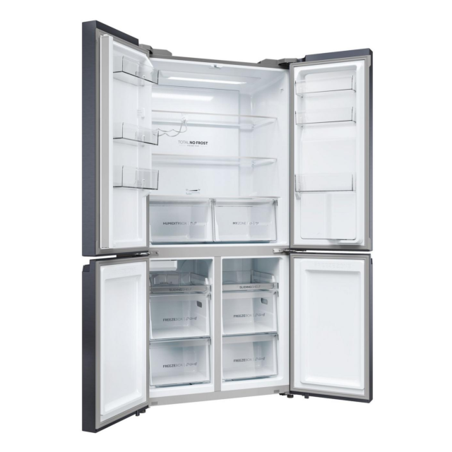 Haier HCR5919EHMB 90Cm Freestanding American Fridge Freezer - Brushed Black