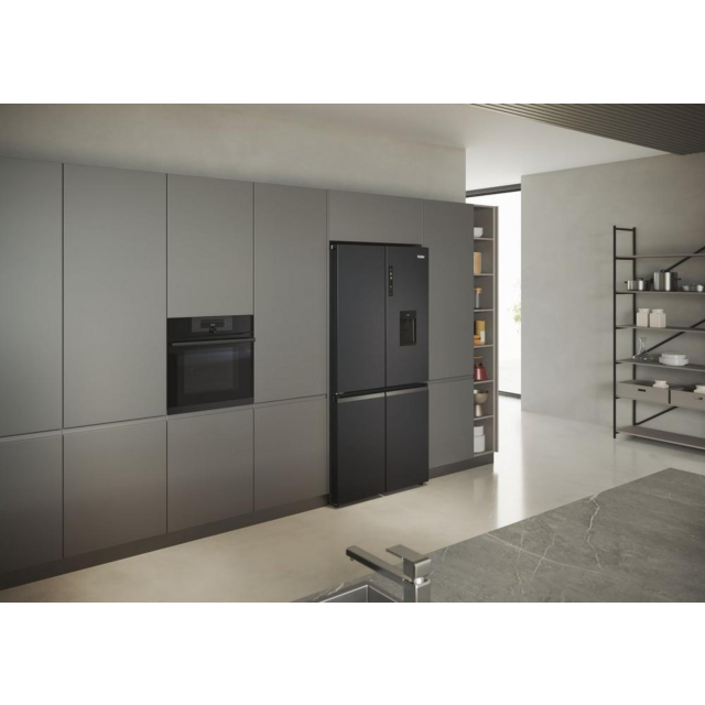 Haier HCR5919EHMB 90Cm Freestanding American Fridge Freezer - Brushed Black