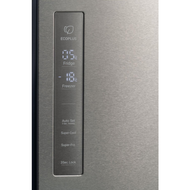 Haier HCR59F19ENMM 90.8Cm Freestanding American Fridge Freezer - Platinum Inox