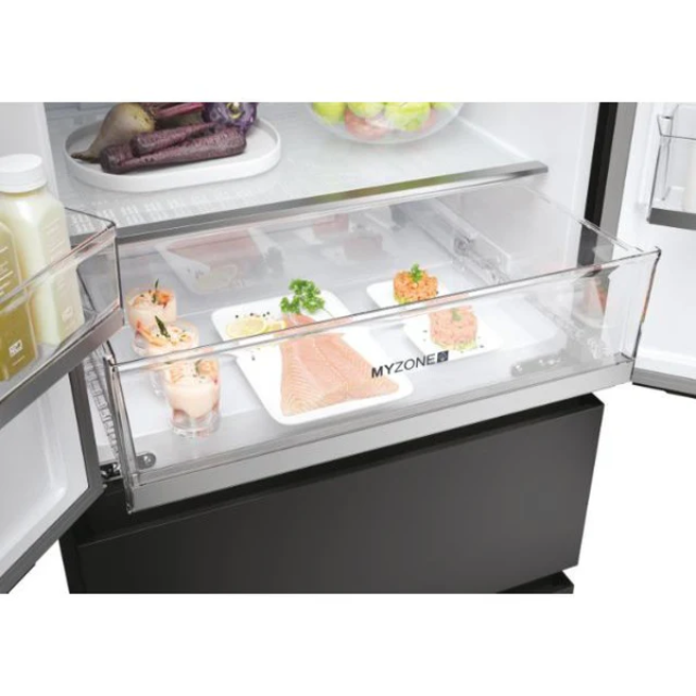 Haier HFR5719EWPB 70Cm French Style Fd 70 Series 5 Multi-Door Fridge Freezer - Slate Black - 444L