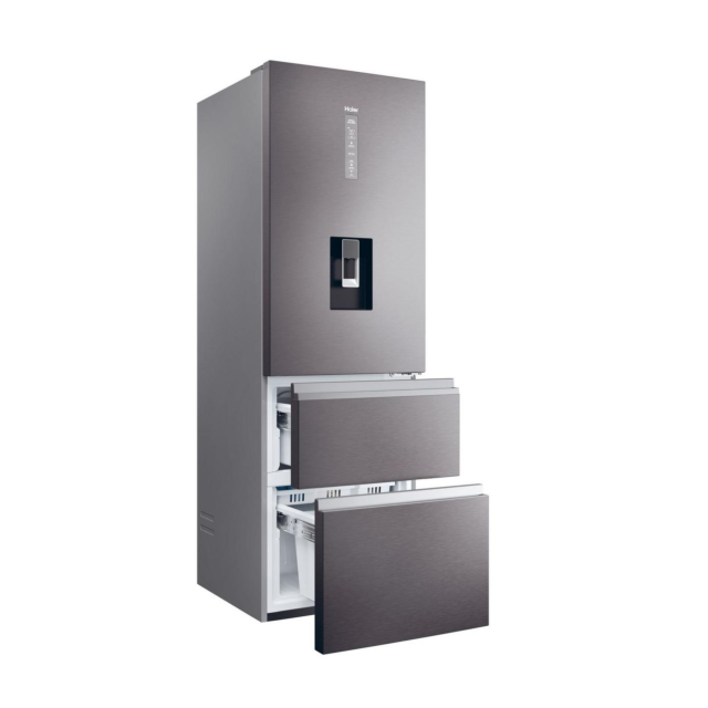 Haier HTW5618EWMP 59.5cm 3D Fridge Freezer - Dark Inox