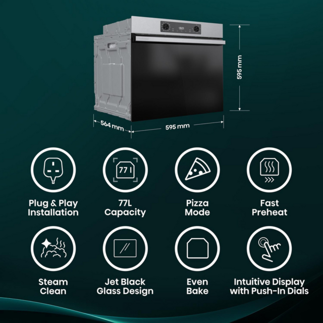 Hisense BI622AXPGUK 59.5Cm Built In Electric Single Oven - Black + Stainless Steel