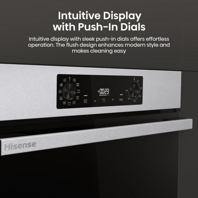 Hisense BI622AXPGUK 59.5Cm Built In Electric Single Oven - Black + Stainless Steel