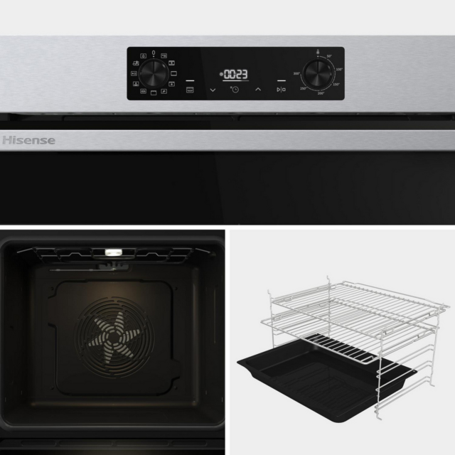 Hisense BI622AXPGUK 59.5Cm Built In Electric Single Oven - Black + Stainless Steel
